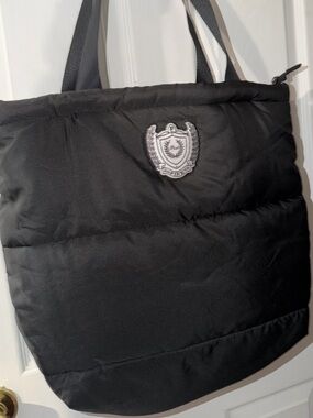 Victoria's Secret Black Puffer Tote with Embroidered Crest